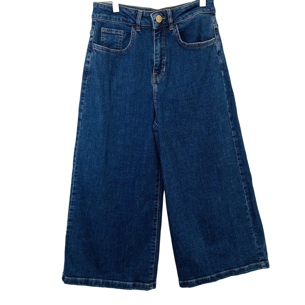 Orsay Jeans Woman  High Rise Wide Leg Crop Demin Eu 38  Size Small Pockets